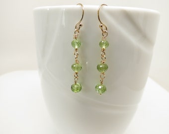 Peridot Earrings, Green Gemstone Earrings In 14k Gold Filled, August Birthstone, Green Birthstone, Peridot Dangle Earrings