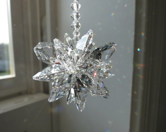 Small Clear Swarovski Starbrust Suncatcher, Crystal Starbrust Suncatcher, Swarovski Suncatcher, For Home Or Car Keira's Crystal Creations