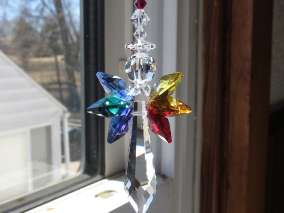 Chakra Swarovski Crystal Suncatcher Guardian Angel Rainbow | Etsy
