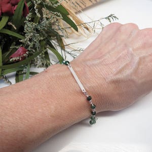 Emerald Bar Bracelet, Green Gemstone Bracelet In Sterling Silver - Gold, 6-8.5 Inches Length, May Birthstone, Wire Wrapped Bracelet