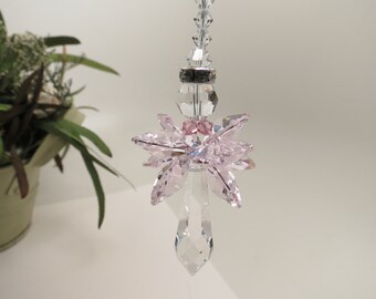 Ariel - Lt Rosalin Angel Suncatcher, Swarovski Crystal Suncatcher, Guardian Angel, October Birthstone, Lt Rose, Keira's Crystal Creations