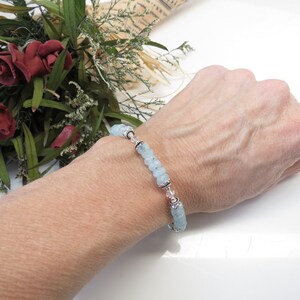 Aquamarine Bracelet, Sky Blue Gemstone Bracelet In Sterling, Aquamarine And Swarovski Jewelry, 6.5-8 Inches Length, Aquamarine Jewelry