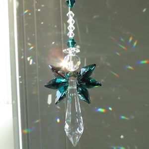 Raphael -Emerald Swarovski Crystal Angel Suncatcher, Guardian Angel, Sympathy, May Birthstone, Emerald Angel, Keira's Crystal Creations