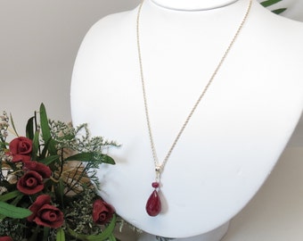 Ruby Necklace, 14K Gold Filled, July Birthstone