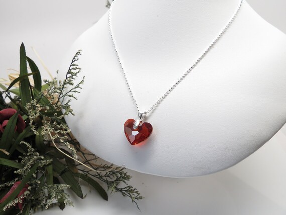 Swarovski Heart Pendant Necklace Crystal Heart In Sterling Etsy