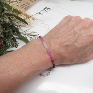 Ombre Ruby Bracelet, July Birthstone, Pink Gemstone Bracelet In Sterling Silver, 6.75-8.25 Inches Length, Ruby Jewelry, Ruby Bracelet