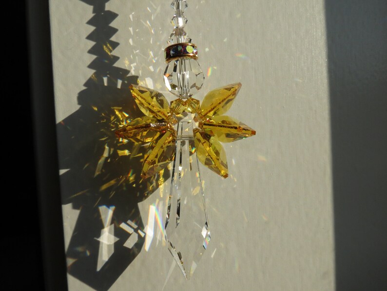 Gabriel Yellow Angel Suncatcher, Swarovski Angel Suncatcher, Guardian Angel, November Birthstone, Sympathy, Keira's Crystal Creations image 5