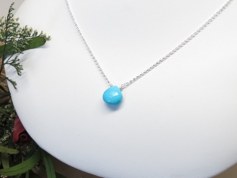 Turquoise Necklace, December Birthstone, Blue Gemstone Necklace In Sterling Silver, 16-18.75 Inches Length, Keira's Crystal Creations image 2