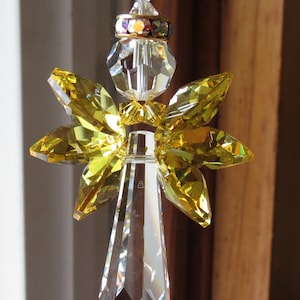 Gabriel Yellow Angel Suncatcher, Swarovski Angel Suncatcher, Guardian Angel, November Birthstone, Sympathy, Keira's Crystal Creations image 1