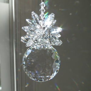 Swarovski Crystal Clear 30mm Suncatcher, Swarovski Clear Crystal 30mm Ball, Clear Pineapple Suncatcher, Rainbow Reflector