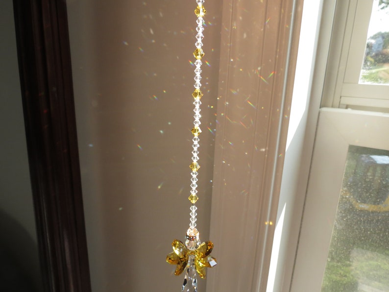 Gabriel Yellow Angel Suncatcher, Swarovski Angel Suncatcher, Guardian Angel, November Birthstone, Sympathy, Keira's Crystal Creations image 7