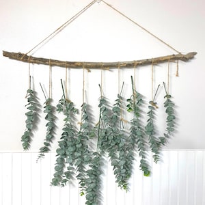 Eucalyptus Wall Hanging Decor, Faux eucalyptus wall decor, Easy to hang farmhouse, Bohemian, plant decor , wall art, wood, nature