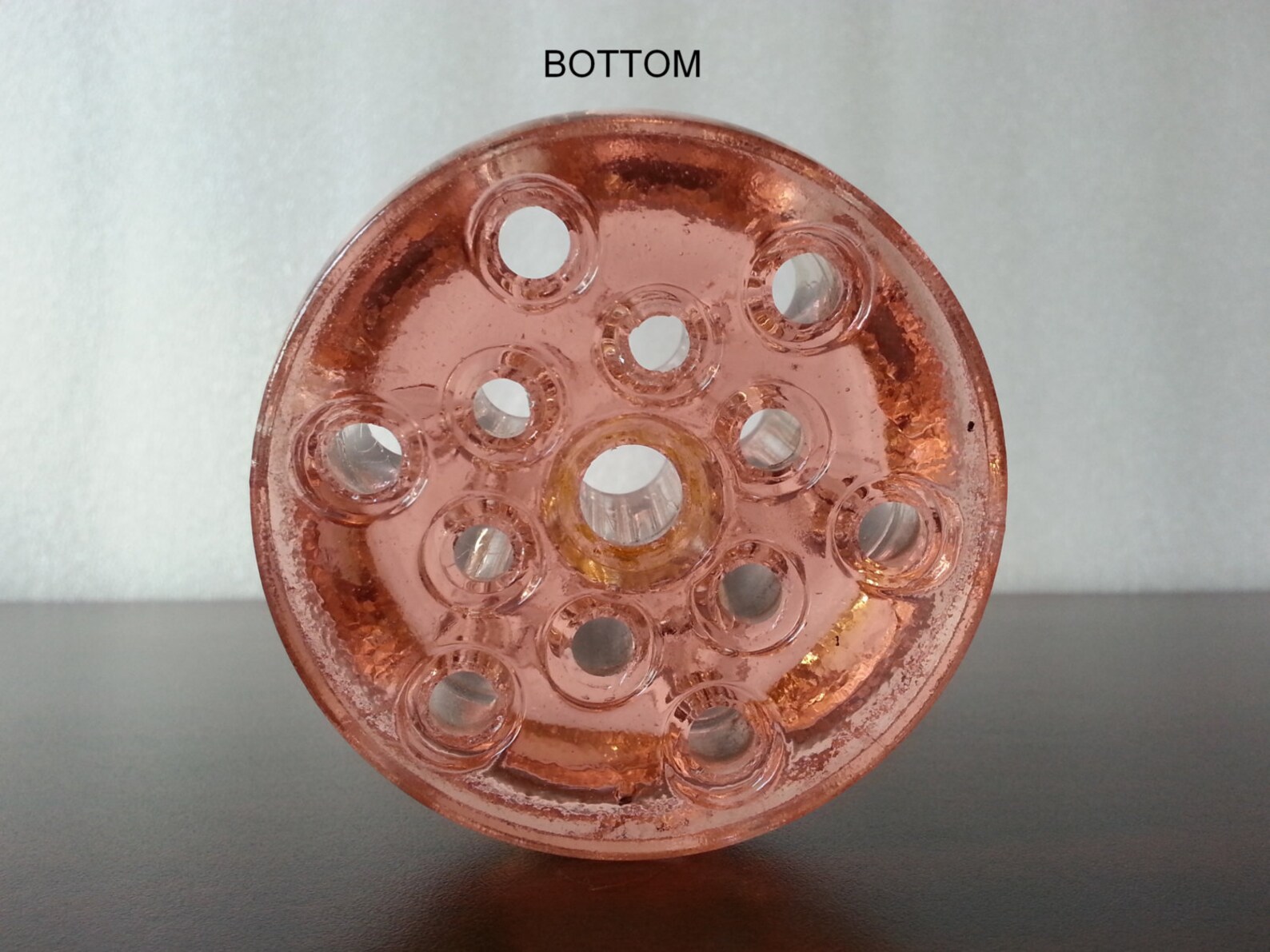 Pink Depression Glass Flower Frog Flower Stem Holder Etsy