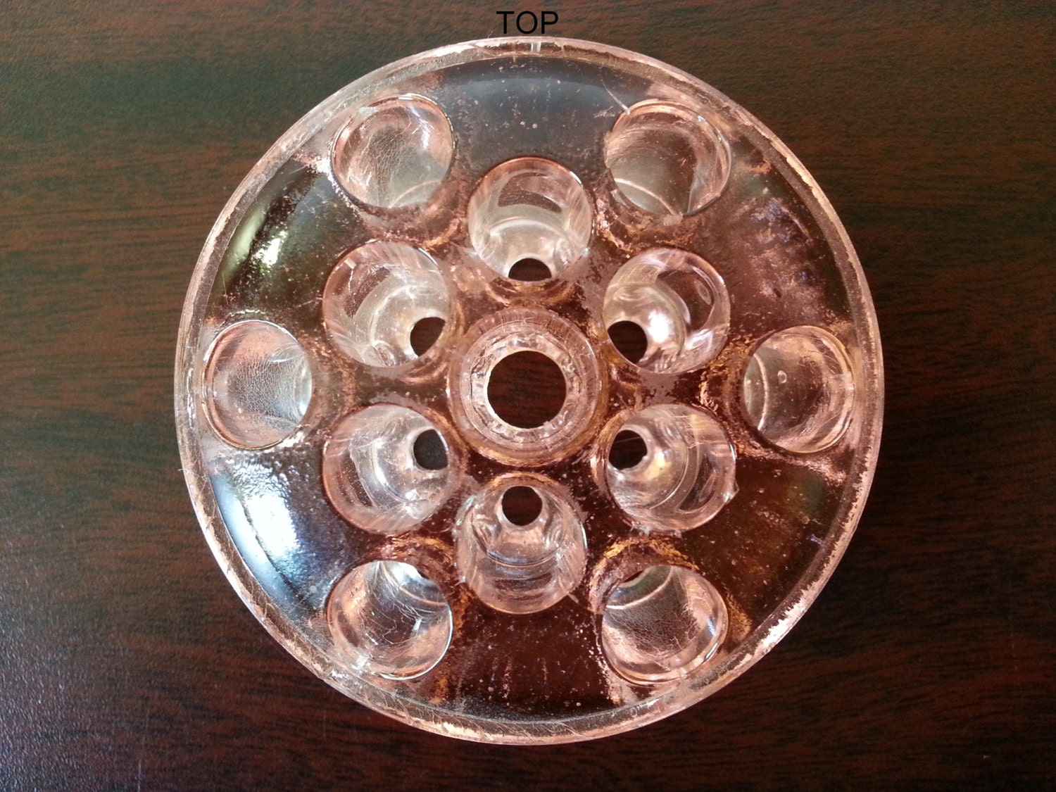 Pink Depression Glass Flower Frog Flower Stem Holder Etsy