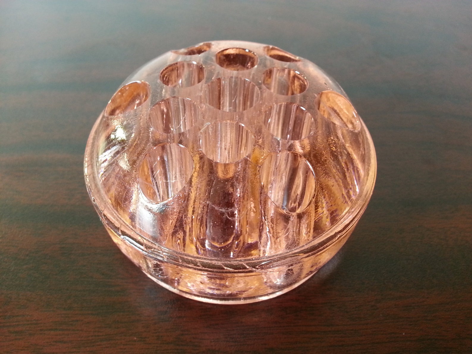 Pink Depression Glass Flower Frog Flower Stem Holder Etsy