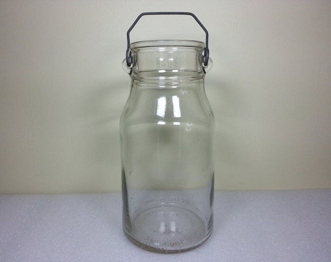 Vintage One Gallon Liquid Milk Jug With Metal Wire Handle Etsy
