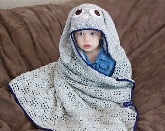 Bunny Crochet Hooded Blanket (1-3 yrs)- Ready to Ship!