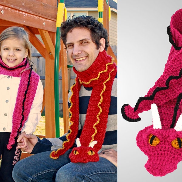 Crochet Dragon Scarf Pattern. Easy Instructions for Cool Winter Neckwear. Unique Scarf Puppet Makes Perfect Gift for Kids & Adult (PDF File)
