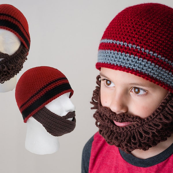 Crochet Beard Beanie Pattern. Easy Instructions for Cool Disguise. Curly and Straight Bearded Hat Costume for Baby, Kids & Adults (PDF FILE)