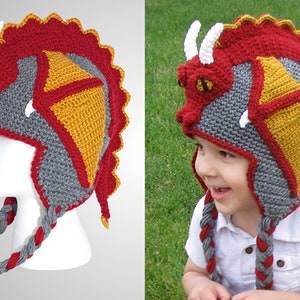 Crochet Dragon Hat Pattern. Easy Instructions for Cool Earflap Beanie. Perfect Gift for Babies, Kids, Teens & Adults (PDF FILE)