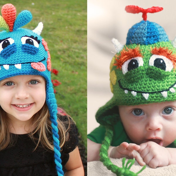 Crochet Monster Hat Pattern. Easy Instructions for Unique Alien Beanie. Cute Boy & Girl Costume for Baby, Kids, Teens and Adults (PDF File)