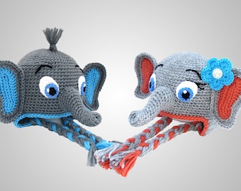 Crochet Elephant Hat Pattern. Easy Instructions for Boy & Girl Cute Animal Earflap Beanie in Baby, Kid, Teen and Adult Sizes (PDF FILE)