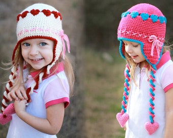 Crochet Sweetheart Hat Pattern. Easy Instructions for Cute Girly Girl Beanie. Perfect for Babies, Kids, Teens & Adults (PDF FILE)
