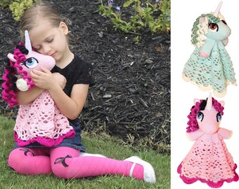 Crochet Unicorn Lovey Pattern. Cute, Easy Instructions for Pony Security Blanket, Baby Comforter for Perfect Girls Gift (PDF FILE)