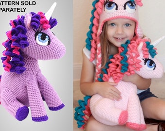 Crochet Unicorn Pattern. Easy Instructions for Cute Pony Stuffed Toy / Stuffie / Softie / Amigurumi (PDF FILE)- Hat Pattern Sold Separately!