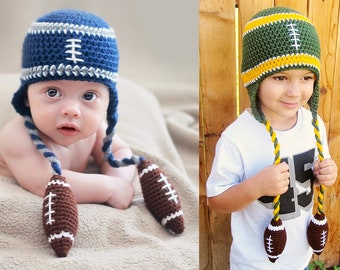 Crochet Football Beanie Pattern. Easy Instructions for Cool Sports Team Hat for Babies, Kids, Teens & Adults. Great Photo Prop!  (PDF FILE)