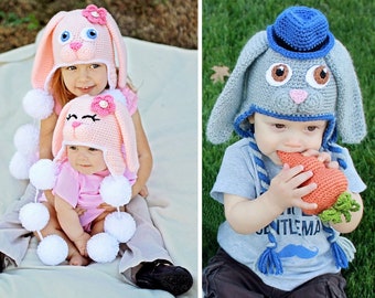 Crochet Bunny Hat Pattern. Easy, Sweet Rabbit Earflap Beanie Instant Download Instructions for cute baby, kid, teen & adult gifts - PDF FILE