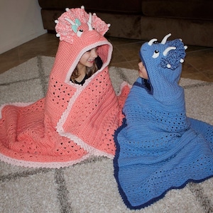 Triceratops Hooded Blanket Crochet Pattern. Cute, Cool, And Easy Dinosaur Afghan Downloadable Instructions for Kids, Teens & Adults image 2