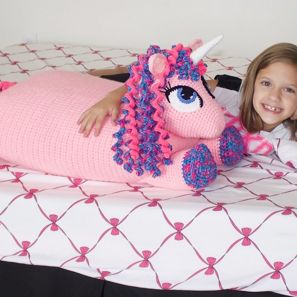 Crochet Unicorn Body Pillow/Giant Stuffed Toy Pattern. Easy & Fun Pony Downloadable Instructions Makes Adorable Girls, Pillow,Toy, Gift