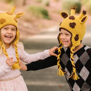 Crochet Giraffe Hat Pattern, Cute Baby, Kid or Adult Animal Beanie Digital Download Instructions, Easy DIY Gift and Photo Prop image 1