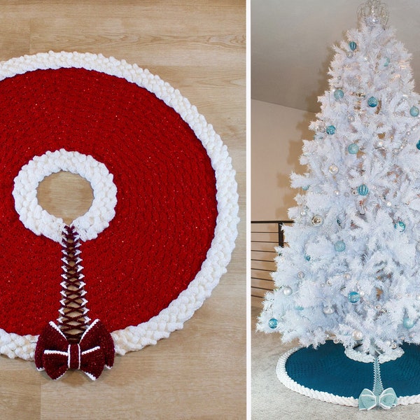 Fancy Christmas Tree Skirt Crochet Pattern. Easy Instructions for modern, simple , Holiday Home Decor (PDF File)