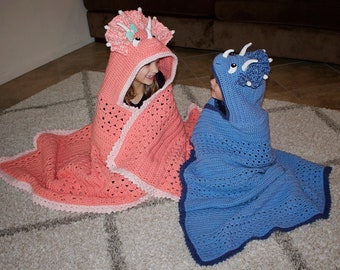 Triceratops Hooded Blanket Crochet Pattern. Cute, Cool, And Easy Dinosaur Blanket For All Ages With Downloadable Instructions