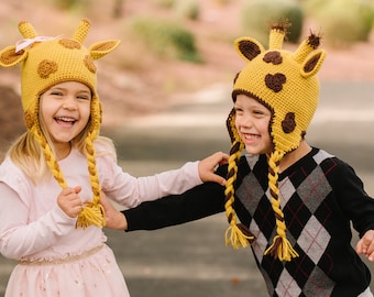 Modèle de chapeau de girafe au crochet, instructions de téléchargement numérique de bonnet mignon pour bébé, enfant ou adulte, cadeau facile à faire soi-même et accessoire photo