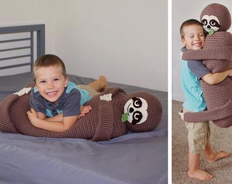 Crochet Sloth Body Pillow/Giant Stuffed Toy Pattern. Easy & Cute Sloth Downloadable Instructions Makes Fun Pillow, Toy, Decor, Gift