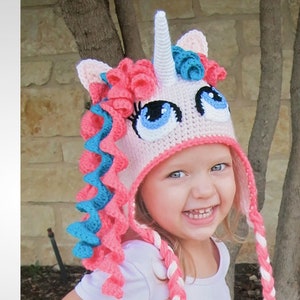 Crochet Unicorn Hat Pattern. Cute Pony Beanie Downloadable Instructions for baby girls, kids, teens and adults. Easy & Beautiful (PDF FILE)