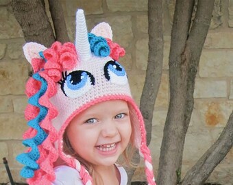 Patron de Chapeau de Licorne ou de Poney au crochet (PDF FILE)