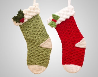 Crochet Christmas Stocking Pattern. Easy Instructions for Beautiful, Fancy Holiday Home Decor Customizable for Boys & Girls  (PDF File)