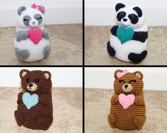 Crochet Teddy Bear & Panda Pudgy Pal Pattern. Easy Instructions for Cute Amigurumi Stuffed Animals for baby, kids, teens, decor (PDF FILE)