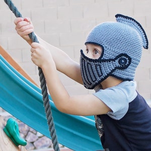 Easy, Cool And Awesome Crochet Knight Helmet Pattern. Downloadable instructions To Make For Boys And Girls Of All Ages.