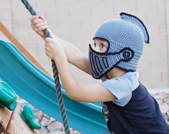 Easy, Cool And Awesome Crochet Knight Helmet Pattern. Downloadable instructions To Make For Boys And Girls Of All Ages.