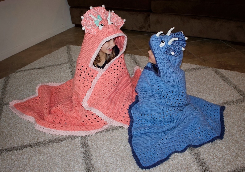 Triceratops Hooded Blanket Crochet Pattern. Cute, Cool, And Easy Dinosaur Afghan Downloadable Instructions for Kids, Teens & Adults image 2