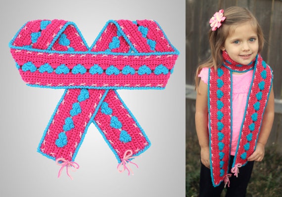 Crochet Sweetheart Scarf Easy Instructions for Cute