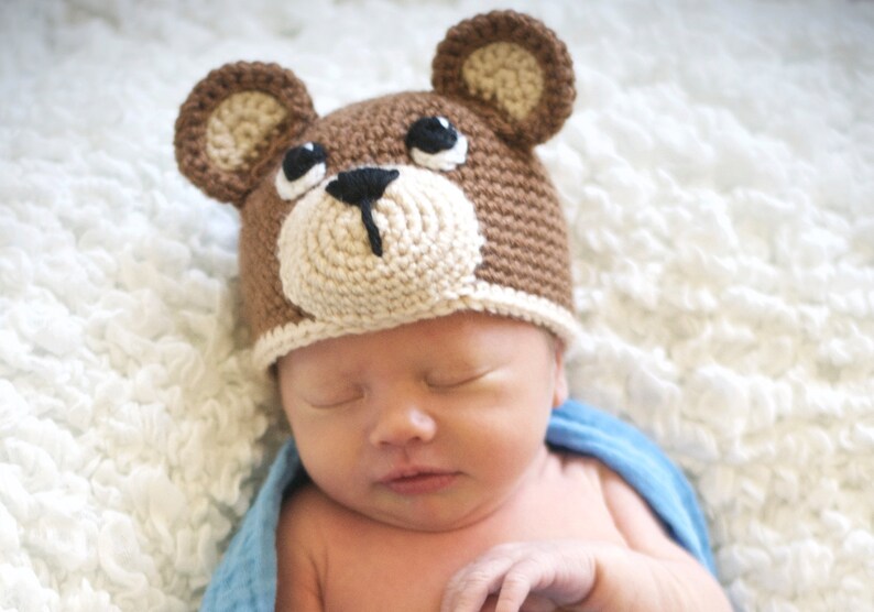 Crochet Bear Hat Pattern. Easy Instructions for Cute Boy & Girl Teddy Bear Animal Beanie for Babies, Kids, Teens and Adults PDF FILE image 6