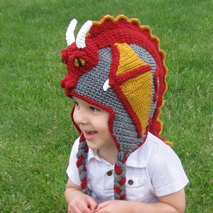 Crochet Dragon Hat Pattern. Easy Instructions for Cool Earflap Beanie. Perfect Gift for Babies, Kids, Teens & Adults PDF FILE image 6