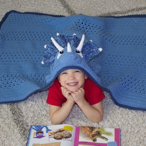 Triceratops Hooded Blanket Crochet Pattern. Cute, Cool, And Easy Dinosaur Afghan Downloadable Instructions for Kids, Teens & Adults image 5