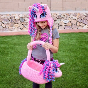 Crochet Unicorn Hat & Basket Pattern Pack. Easy Instructions for Cute Pony Beanie for Baby, Kid, Teen and Adults and Easter Bag PDF FILES image 5